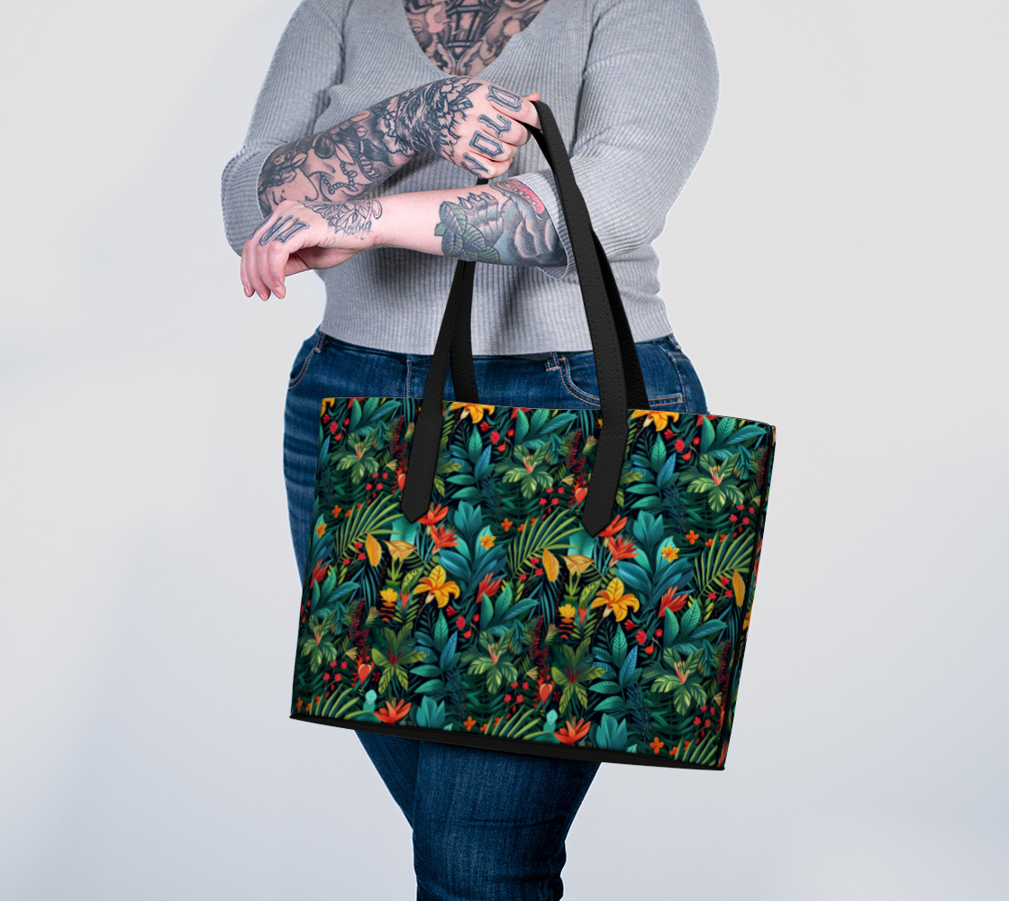 Belizean Night Garden Vegan Leather Tote