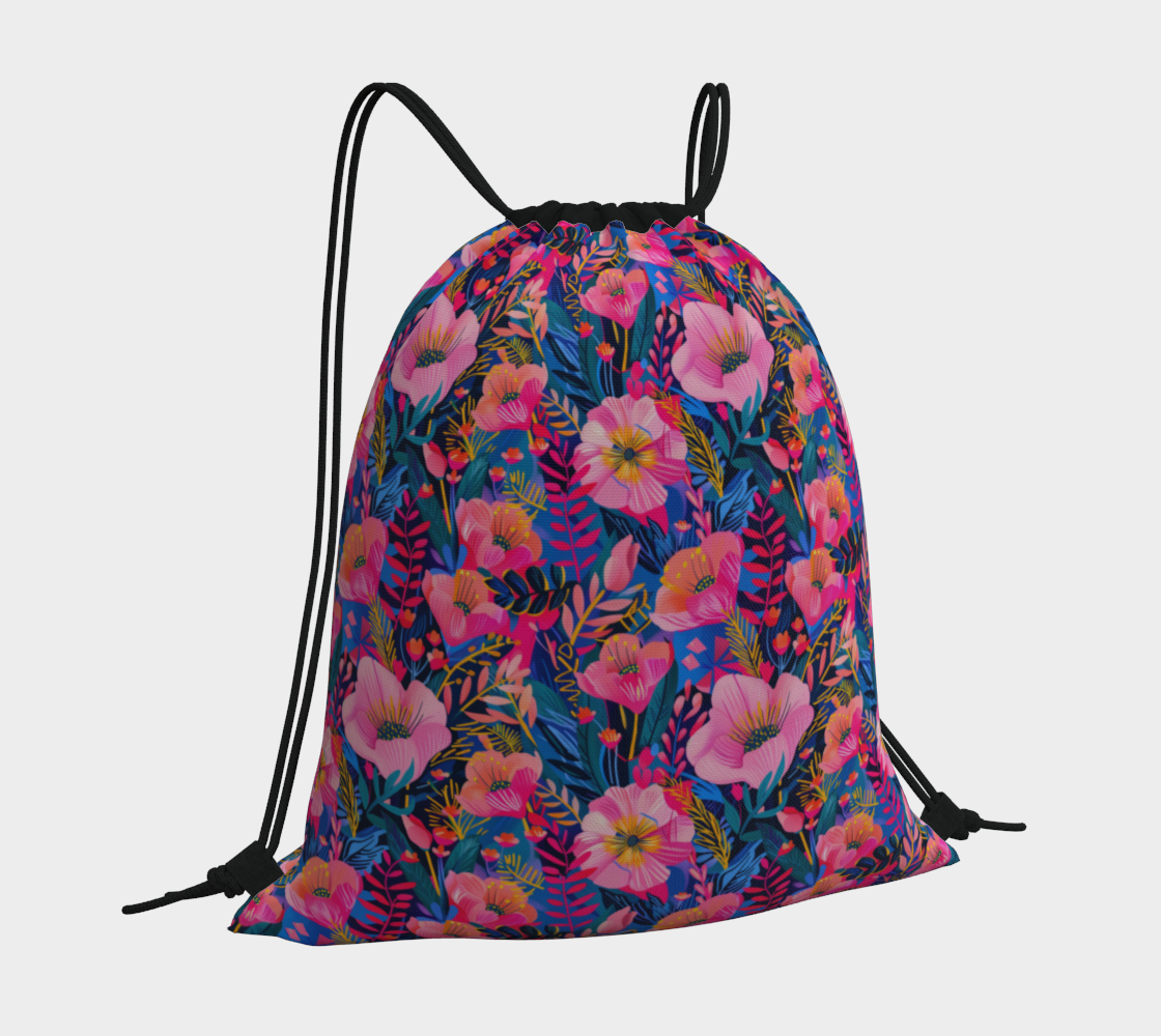 Fantasia Flora Drawstring Bag