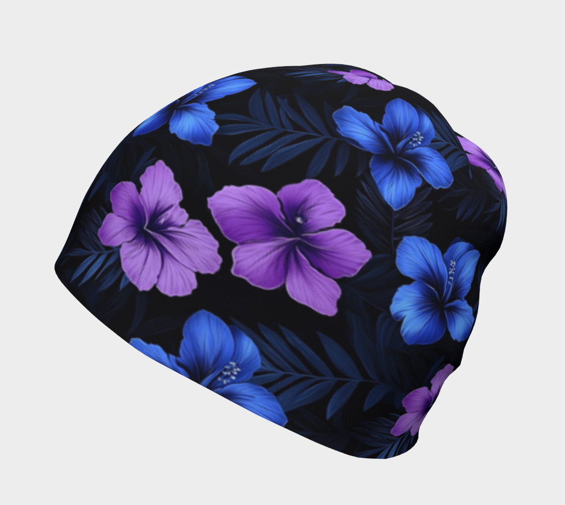 Midnight Hibiscus Beanie