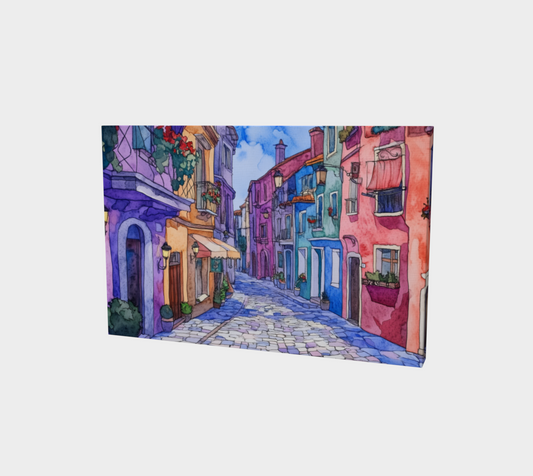 European Village 18"x12" Canvas Print