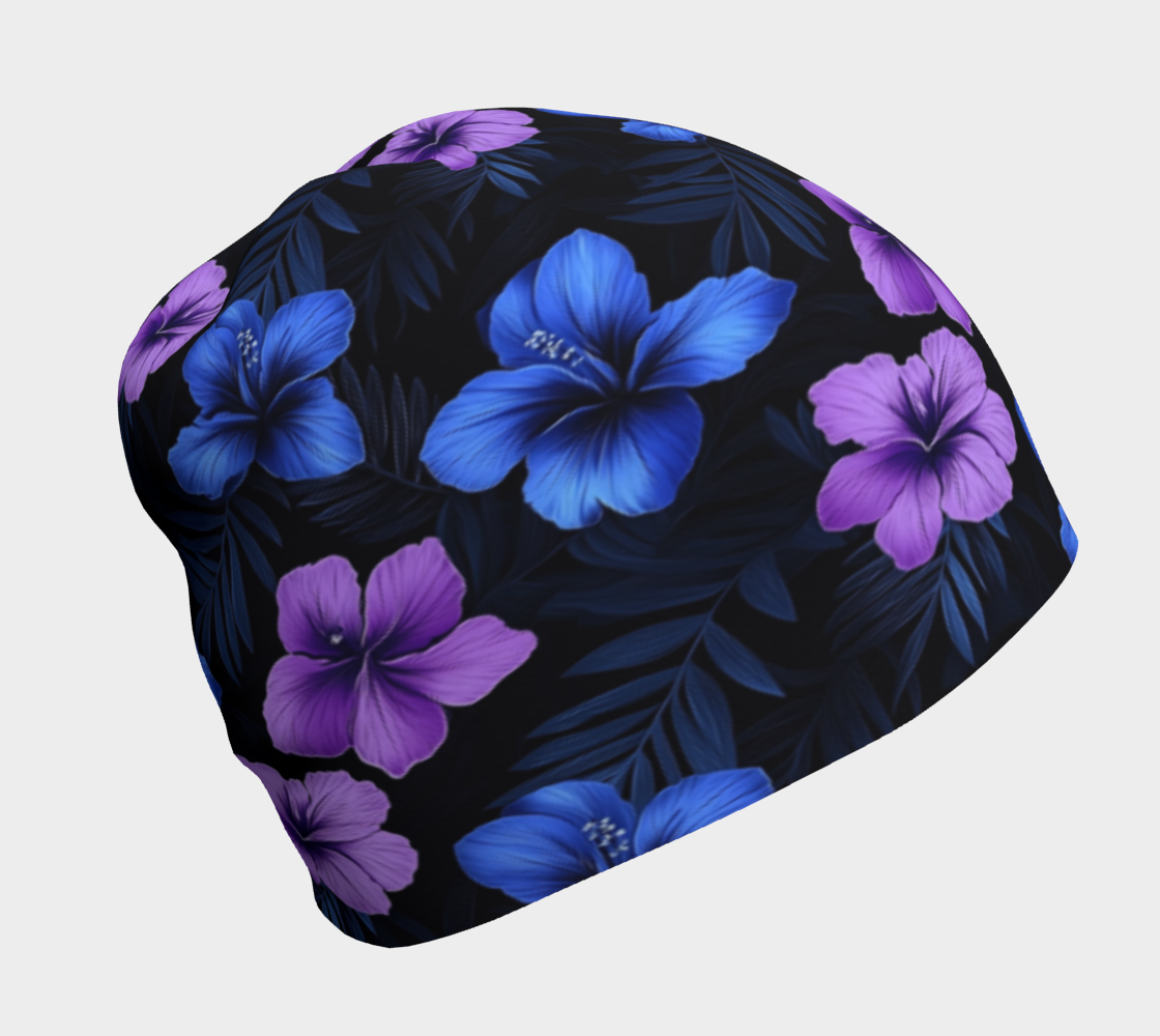 Midnight Hibiscus Beanie