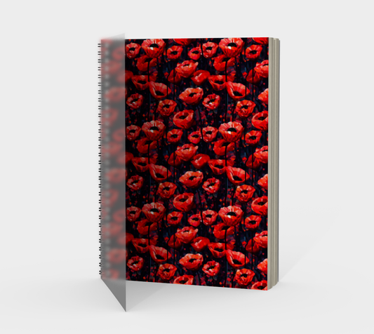 Pixelated Poppies Spiral Notebook