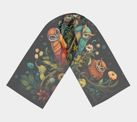 Night Court Owls Long Scarf